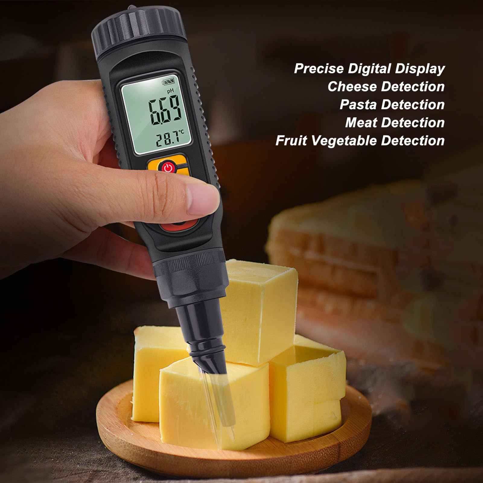 aqxreight Digitales PH-Messgerät mit Temperaturfühler, Hochpräziser - und Lebensmitteltester für Gartenarbeit, Kochen und Labore. IP67-pH-Tester für Zuverlässige Messungen in Jeder Umgebung