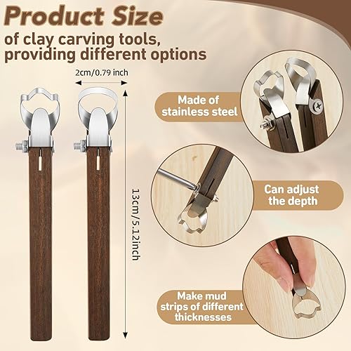 Miniatura 2 de Therwen 5 piezas de espátula de escultura, herramienta extrusora de arcilla para tallar cerámica taza de cerámica mango forma herramienta taza taza