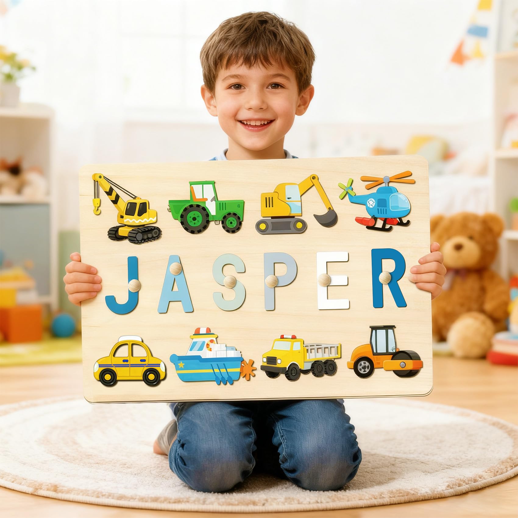 Puzzle Legno Personalizzato Con Nome, Puzzle Legno Bambini 1 Anno Con Animali Per Regali 1 Anno, Regalo Personalizzato Per Bambini Piccoli (1-3 Anni)
