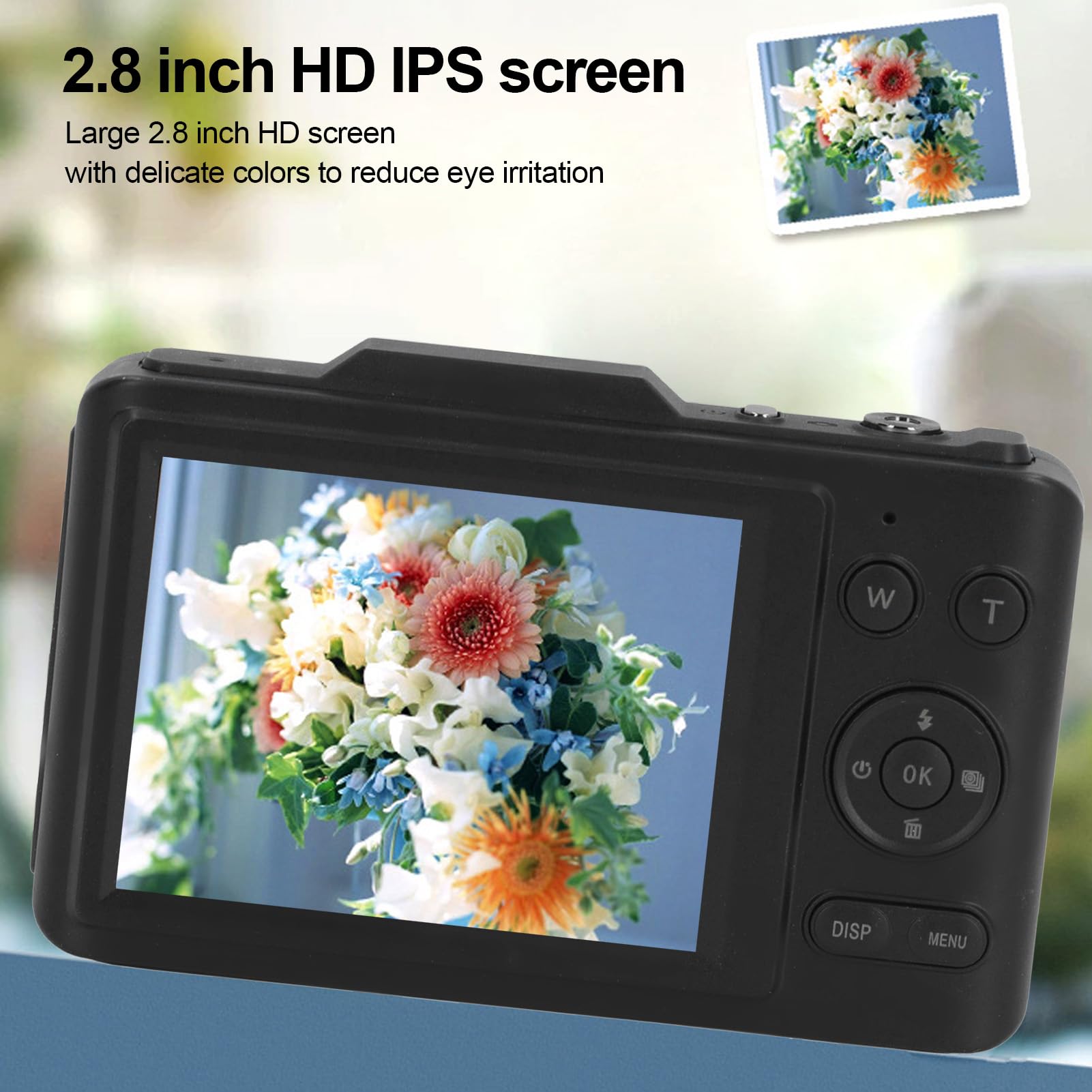 Aparat Cyfrowy, Kamera 4K 48 MP HD do Vlogowania do Fotografii, 2,8-calowy Ekran IPS HD, 16-krotny Zoom Cyfrowy z Autofokusem, Przenośna Kieszonkowa Kamera Wideo dla