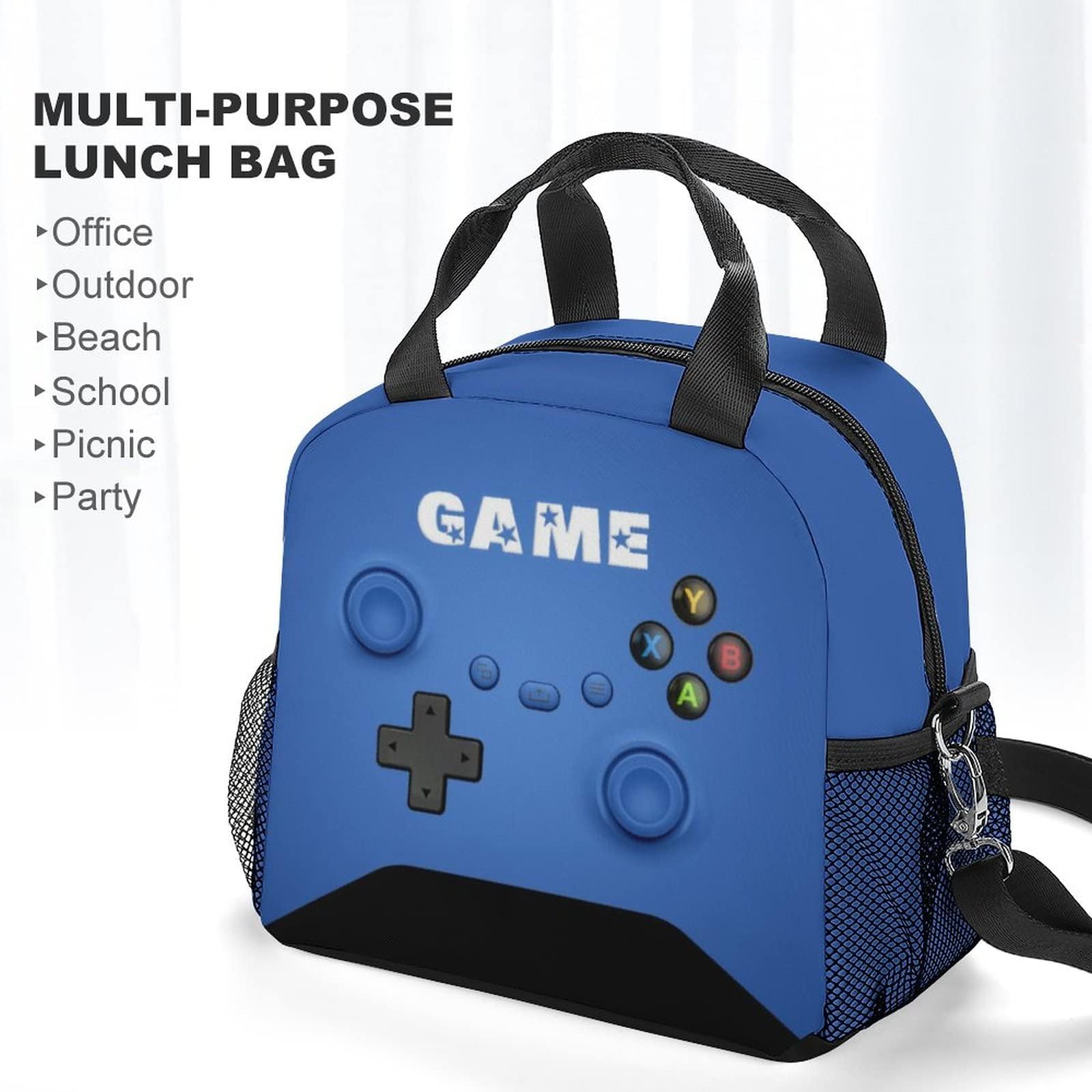 Bolsa de almuerzo para niños y niñas, jugadores, almuerzo aislado para videojuegos para la escuela, entrenamiento, viaje, caja reutilizable, caja térmica de comida