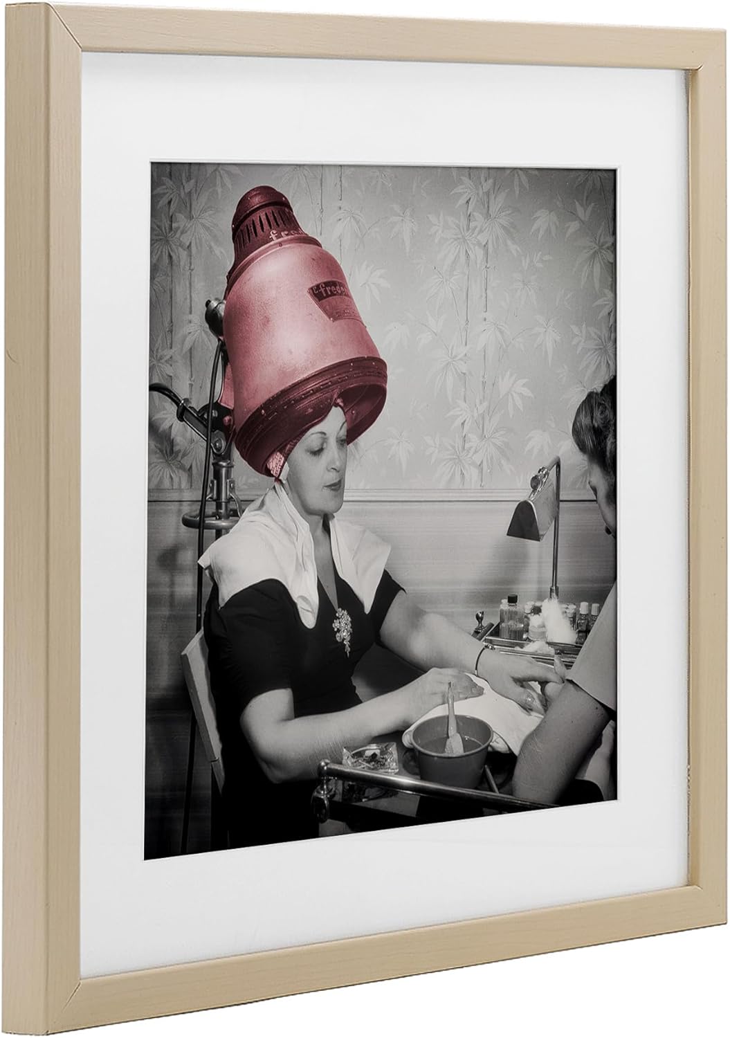 Stupell Industries Vintage Hair & Nails Salon Birch Framed Print Under Glass design by Sophie 6, 13 x 13