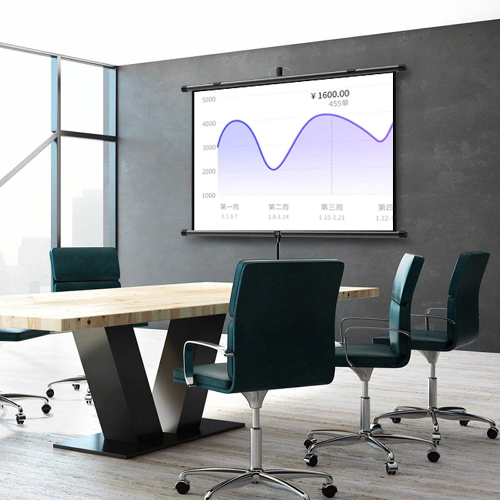 Schermo Da Proiezione Portatile Da 100” Con Supporto – Tela Antiluce 1.1 Gain, 4K HD, Pieghevole Per Esterni E Interni
