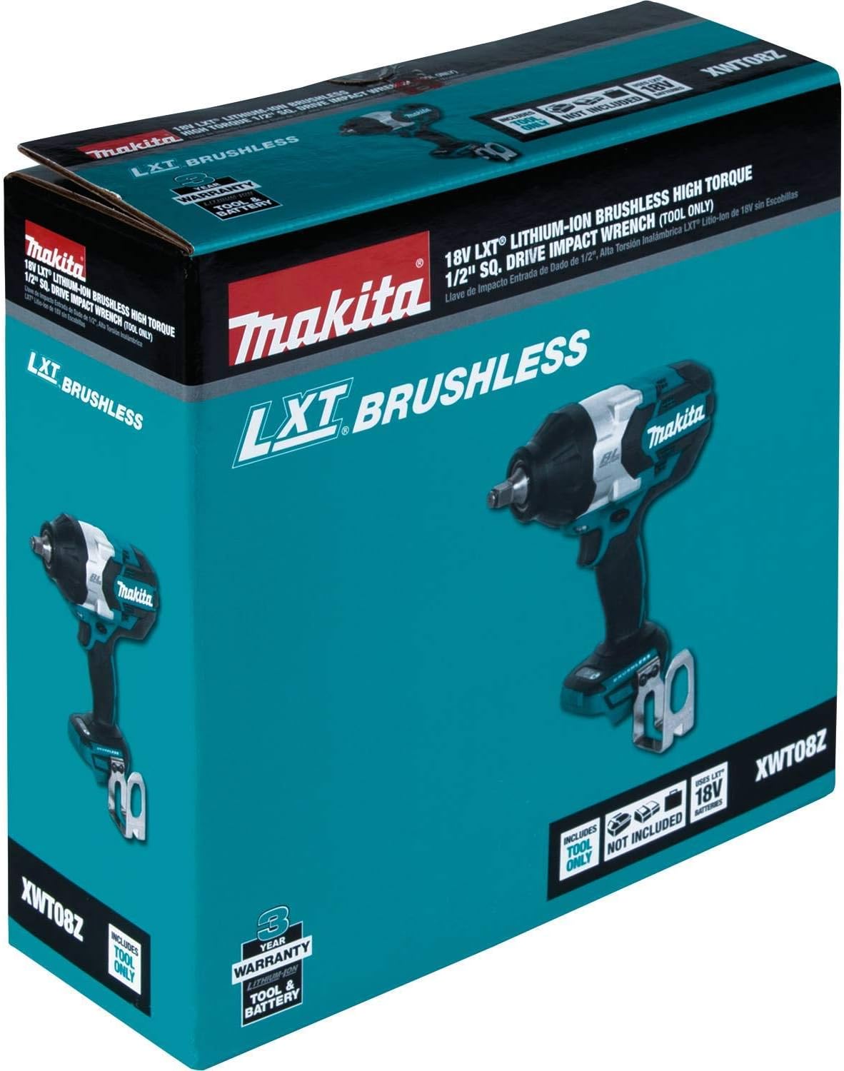 Makita XWT08Z-R 18V LXT Lithium-Ion Brushless High Torque 1/2 in. Square Drive Impact Wrench (Tool Only) (Renewed)