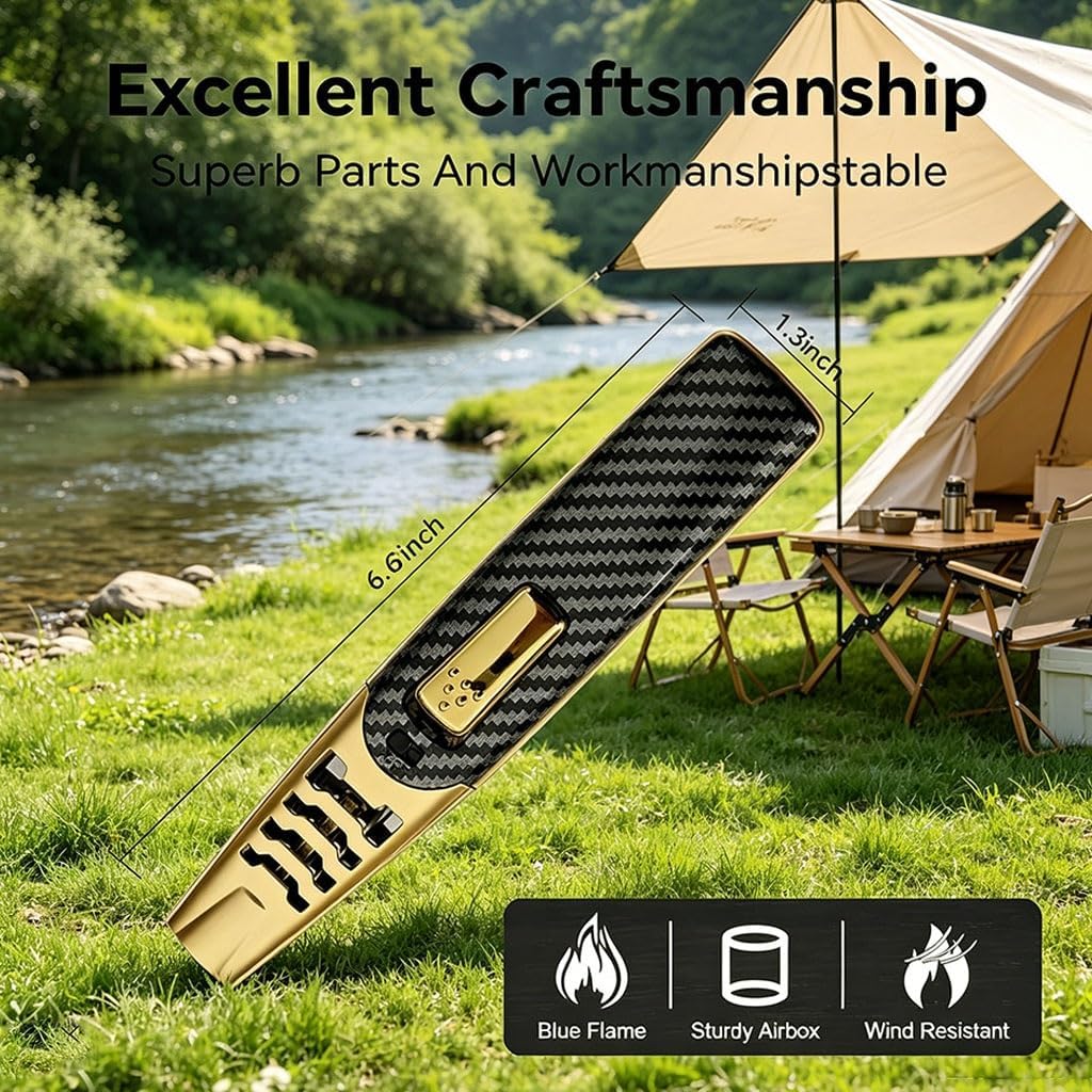 BBQ Lighters, Refillable Butane Lighters, Suitable for Grilling, Outdoor Camping Trips(2pack Black)