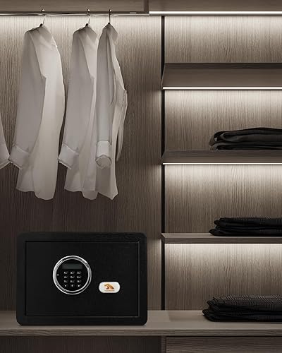 Miniatura 7 de TIGERKING Caja de seguridad digital con luz LED, pequeña caja de seguridad para dinero con estante extraíble, caja de seguridad para dinero, joyería