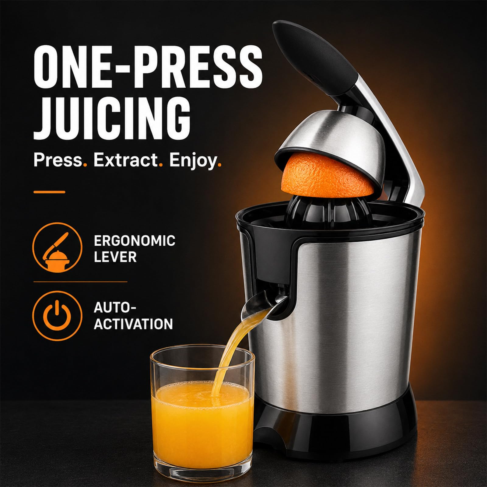 Presse d'Agrumes,350 W Extracteur Électrique pour Oranges et Pamplemousses