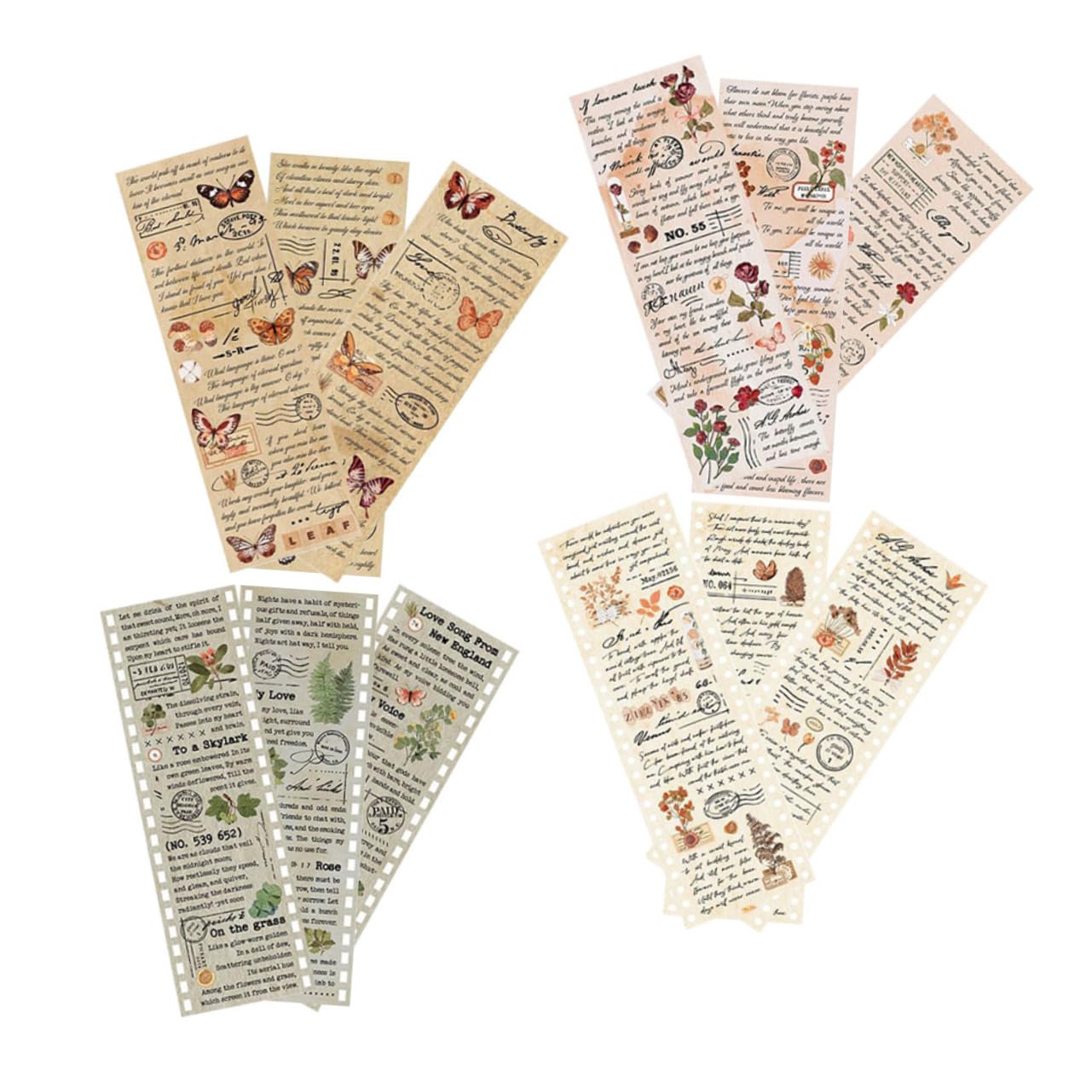 HOMSFOU 20 Sätze Vintage Washi Tape Selbstklebende Dekorative Papiertapes für Scrapbooking Diy Projekte und Journals Vielseitige Designs für Bastelarbeiten