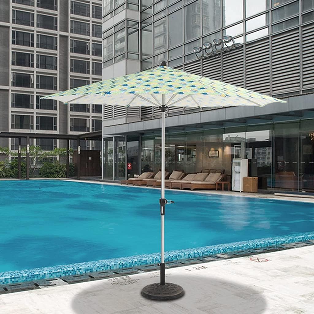 Garden Parasol Umbrella, 270cm Printed Umbrella with Crank Sun Protection Parasol Patio Umbrella, Table Parasol Umbrella for Patio Beach Pool Umbrellas