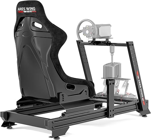ARES WING Sim Racing Cockpit with Racing Seat, 8040 Aluminum Profile