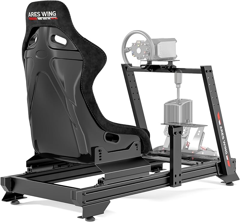 Sim Racing Cockpit with Racing Seat, 8040 Aluminum Profile | Fully Adjustable, Compatible with Thrustmaster/Fanatec/Moza/Logitech (Wheel, Pedals and Shifter Not Included)