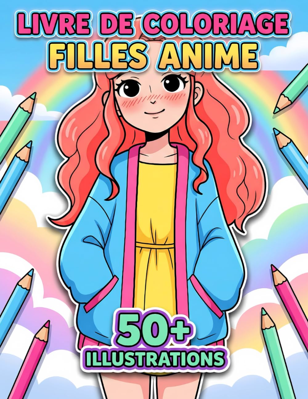 Livre de Coloriage Filles Anime: Plus De 50 Dessins Mignons Et Variés Pour Enfants 6–12 Ans Et Ados, Idéal Pour Se Détendre