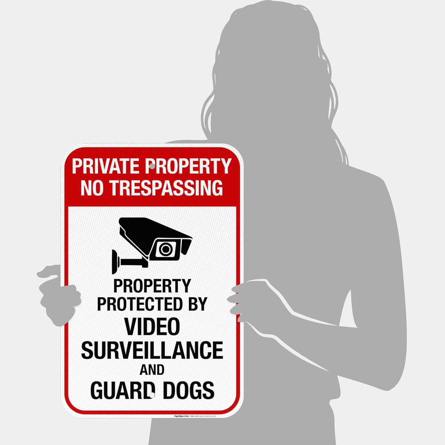 No Trespassing Property Protected by Video Surveillance and Guard Dogs Sign, 12x18 Inches, 3M EGP Reflective .063 Aluminum, Fade Resistant, Made in USA