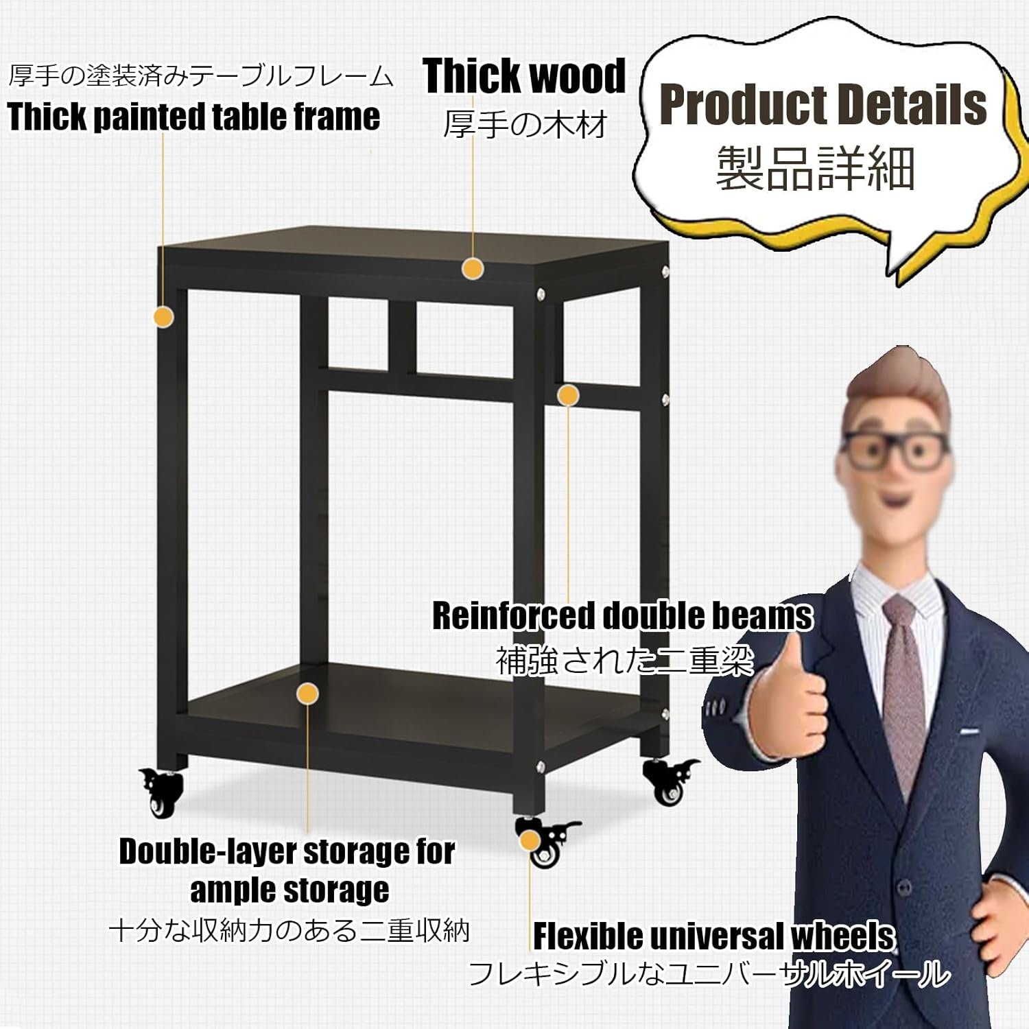 Aquarium Stand Metal Aquarium Stand Table Fish Tank Rack With Shelf 2-Tier Reptile Tank Rack Engineered Wood, Multi-Tiered Storage For Living Room, Home Office(White,50*40cm,Caster)