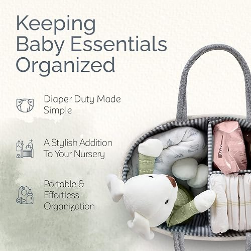 Miniatura 2 de KiddyCare Diaper Caddy Organiser Grey Regular Size And Hairbands and Bows for Baby Girls, Elastic Hairbands Baby Bows