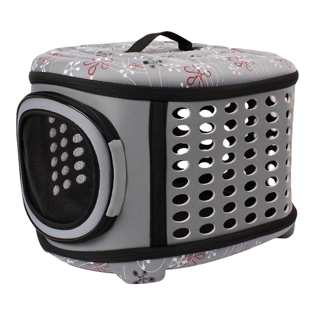 JEELINBORE Pets Travel Bag, Pet Carrier for Small Dogs and Cats Portable Foldable EVA Transporter Airline Approved (Gray, L)