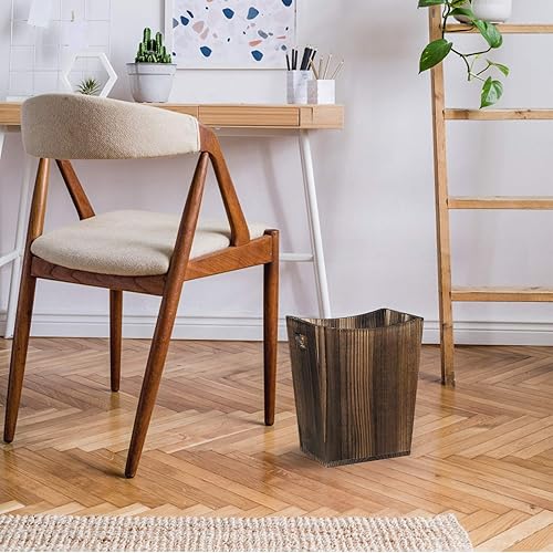 Miniatura 6 de LIANTRAL Basurero de madera, cesta de basura para baño, oficina, papelera rústica estilo granja, papelera pequeña para baño, oficina, dormitorio,