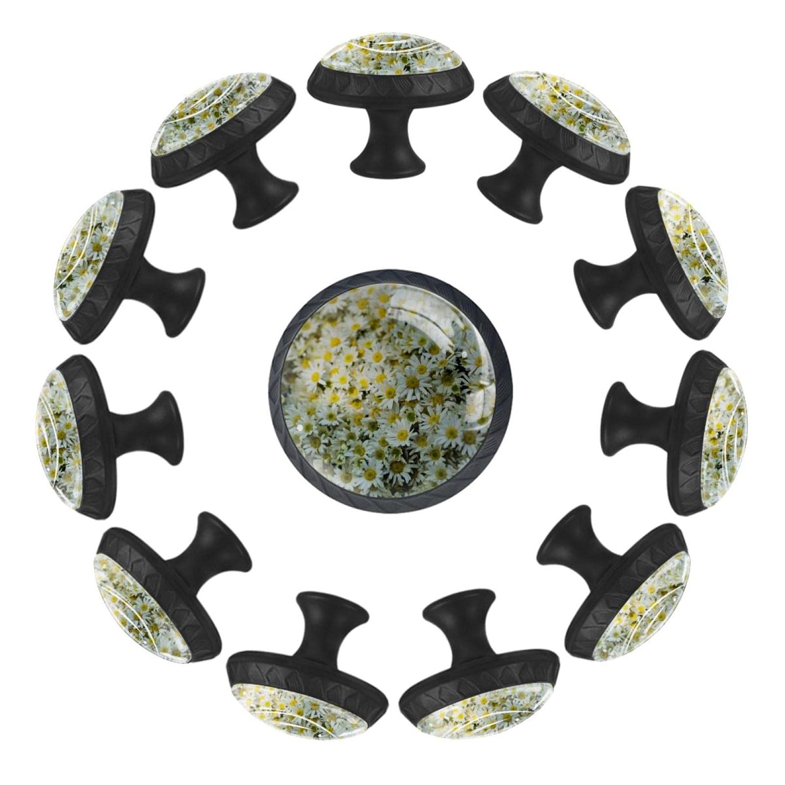 Bouton de meuble noir mini fleur rond aux finitions soignées pour placard chic