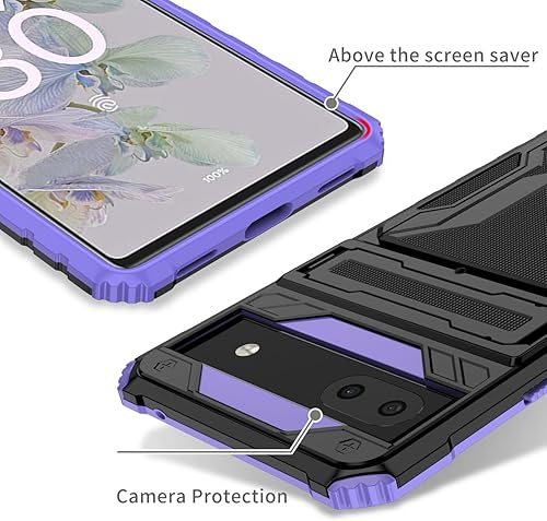 Miniatura 3 de Funda para teléfono para Pixel 6A, funda para Google 6A GX7AS con protector de pantalla, cartera desmontable para tarjeta de crédito con soporte