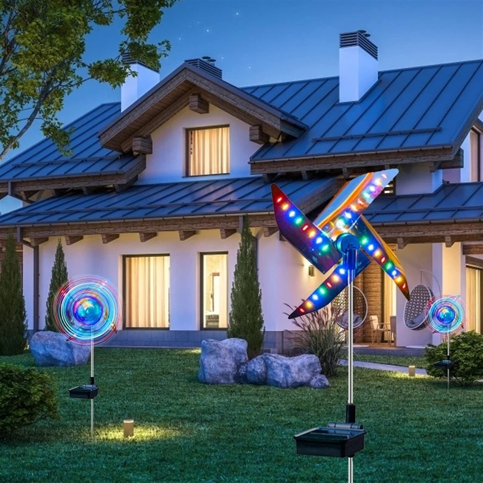 32LED Strahler Garten Weg Landschaft Licht Solar Boden Licht Außen Dekoration Windmühle wasserdichte Nacht Licht Lampen