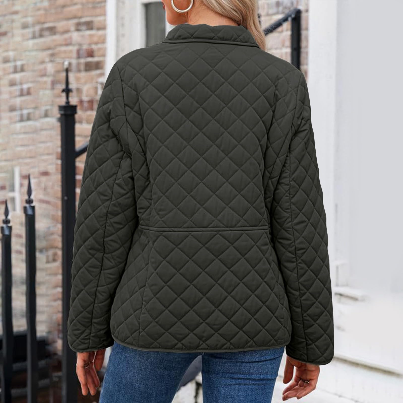 Manteau matelassé décontracté à manches longues pour femme, veste matelassée boutonnée de couleur unie, manteaux tendance, légers et chauds, vêtements d'extérieur d'hiver avec poches