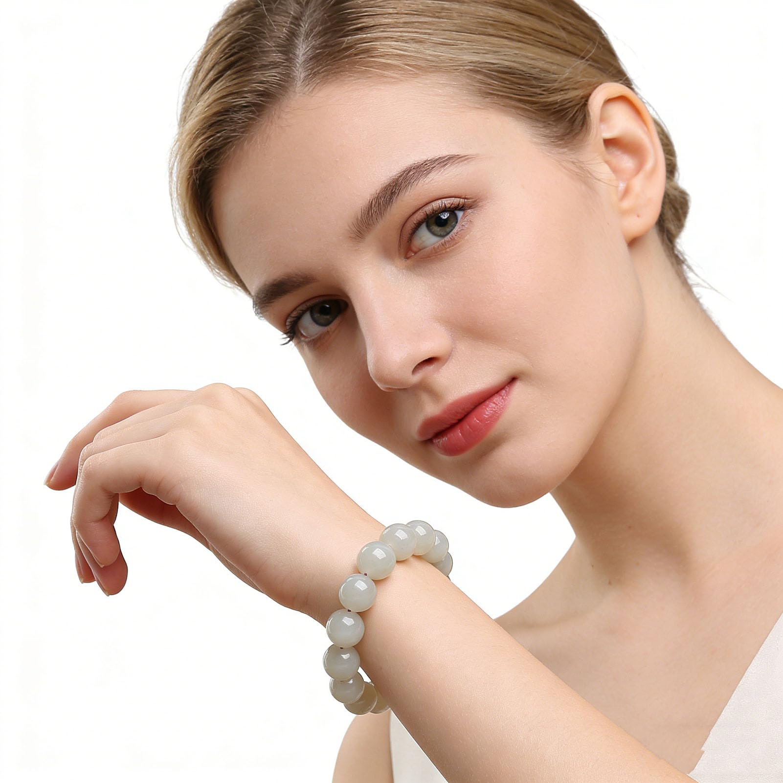 Bracciale in Giada Hetiano da Donna, ricchezza, prosperità, Fengshui, Fatto a Mano da Uomo, con Pietre preziose Naturali, Braccialetti Elastici Elasticizzati, Perline di Pietra,12MM