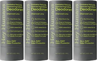 Hey Humans Aluminum Free Deodorant for Women and Men, Contains Naturally Derived Ingredients, Long Lasting Odor Control with Refreshing Essential Oils (Charcoal Lime)