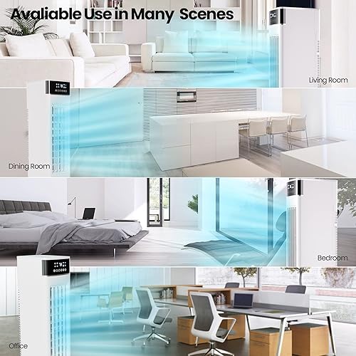 Miniatura 6 de Uthfy Enfriador de aire evaporativo ventilador de torre de 30 pulgadas que sopla aire frío con control remoto 3 velocidades temporizador de 12 horas