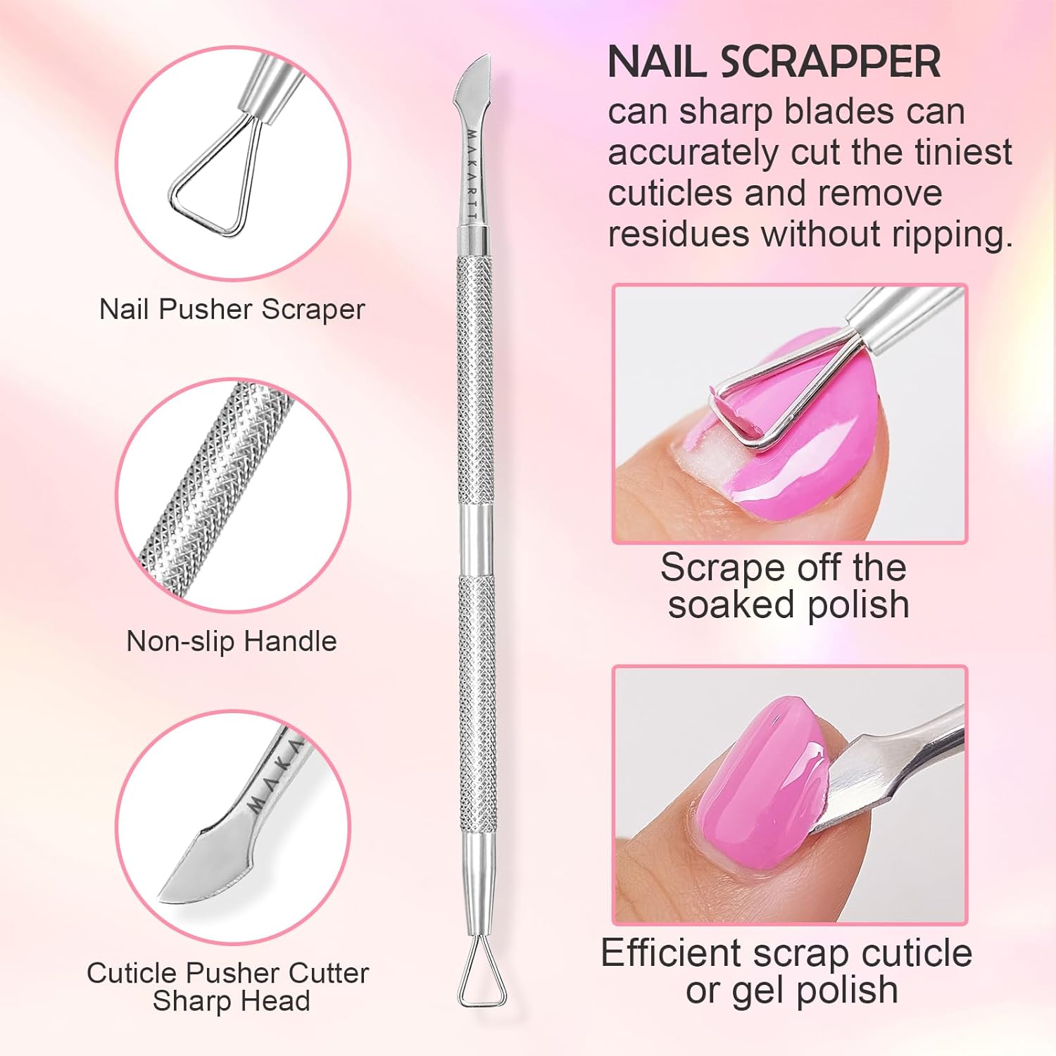 Makartt Cuticle Trimmer with Cuticle Pusher, Silver Nail Trimmer Bundle with Manicure Kit: Professional Nail Care Kit Nail Clippers Set - 11 pcs Stainless Steel Tavel Nail Tool Kit