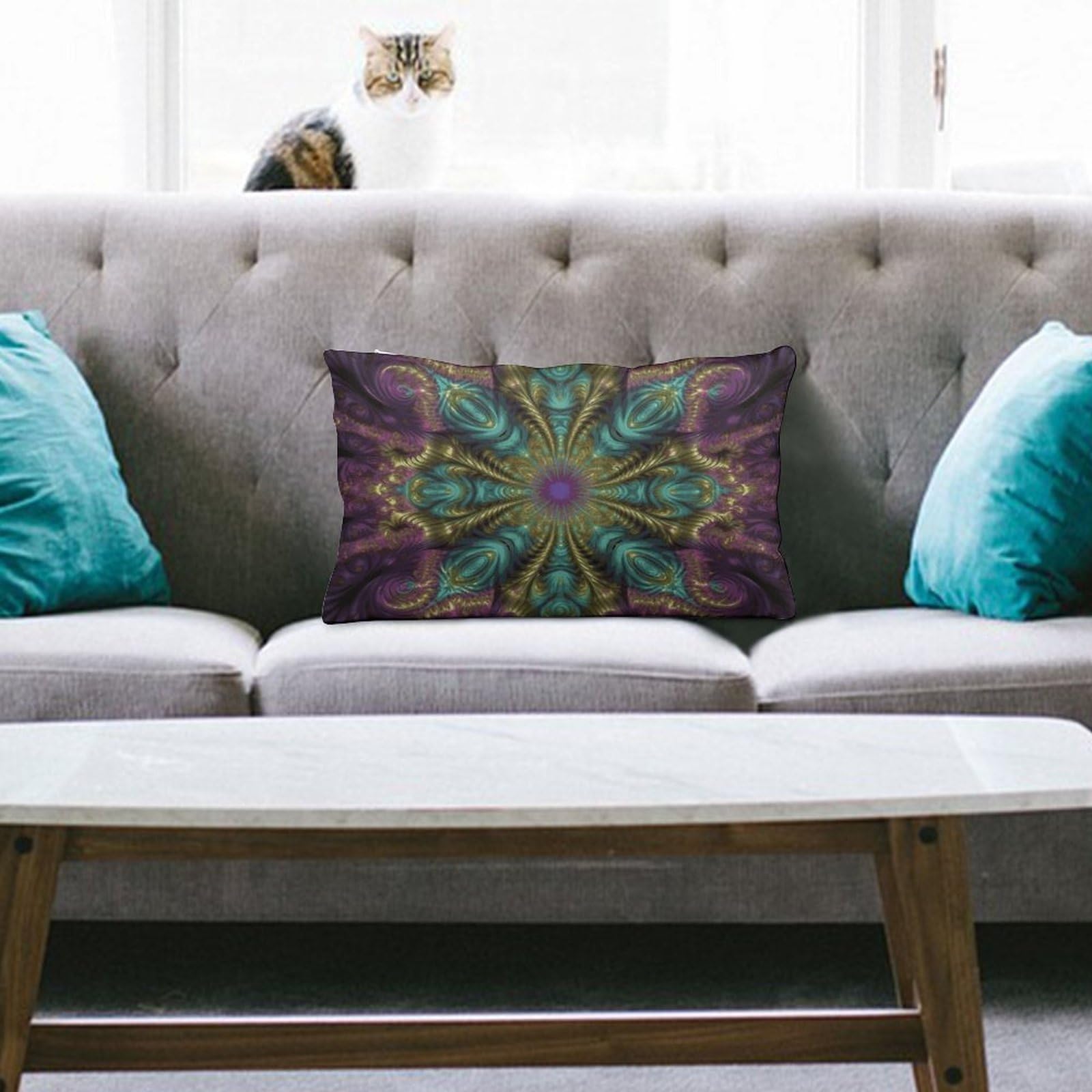 NTVOWPZO Decoration Throw Pillow Covers 8"x12" Pillowcases Covers Fractal Art Soft Pillowcases Modern Farmhouse Home Decor Sofa Cushions Covers for Couch Bed Living Room