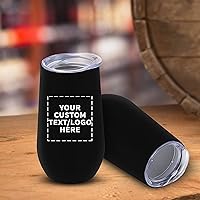 Vista 8 de Copas de vino personalizadas de acero inoxidable sin tallo con tapas, 9 onzas, juego de 6, paquete personalizado a granel, perfectas para vino