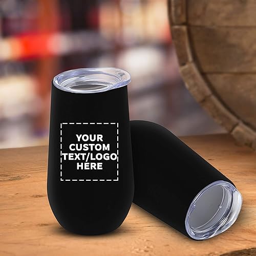 Miniatura 8 de Copas de vino personalizadas de acero inoxidable sin tallo con tapas, juego de 24 unidades, paquete personalizado a granel, perfectas para vino,