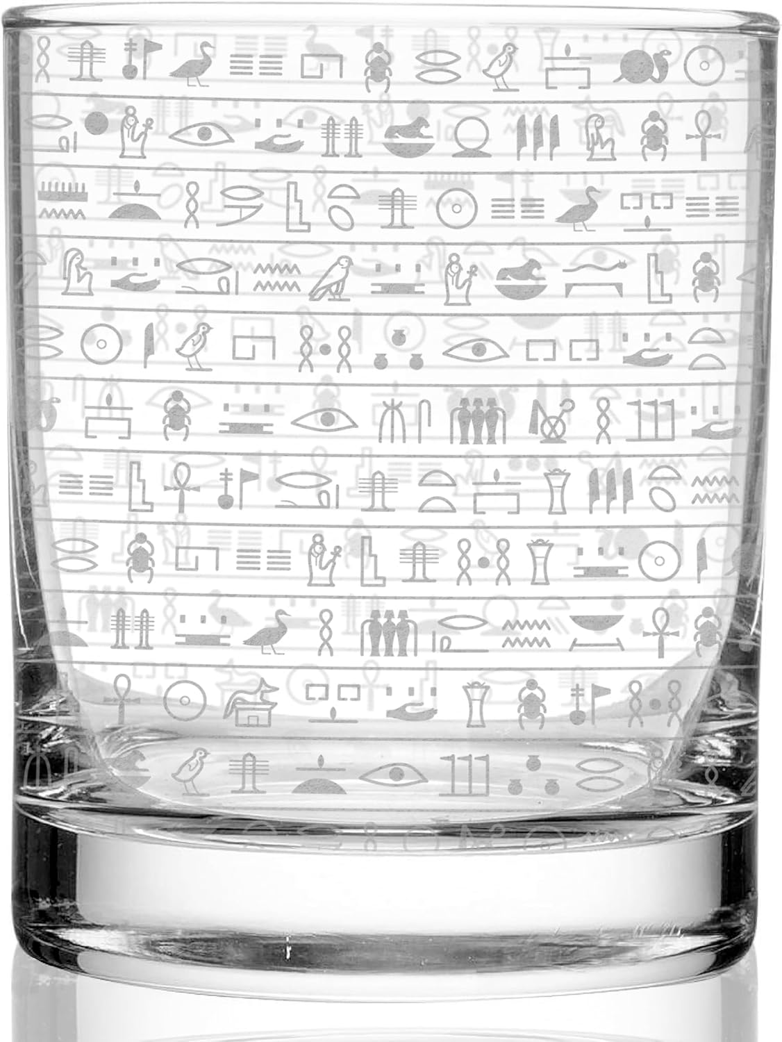 HIEROGLYPHICS Engraved 11oz Whiskey Glasses | Egyptian Deity Handcrafted Glassware | Hieroglyphic Symbols of Ancient Egypt | Unique History Gift