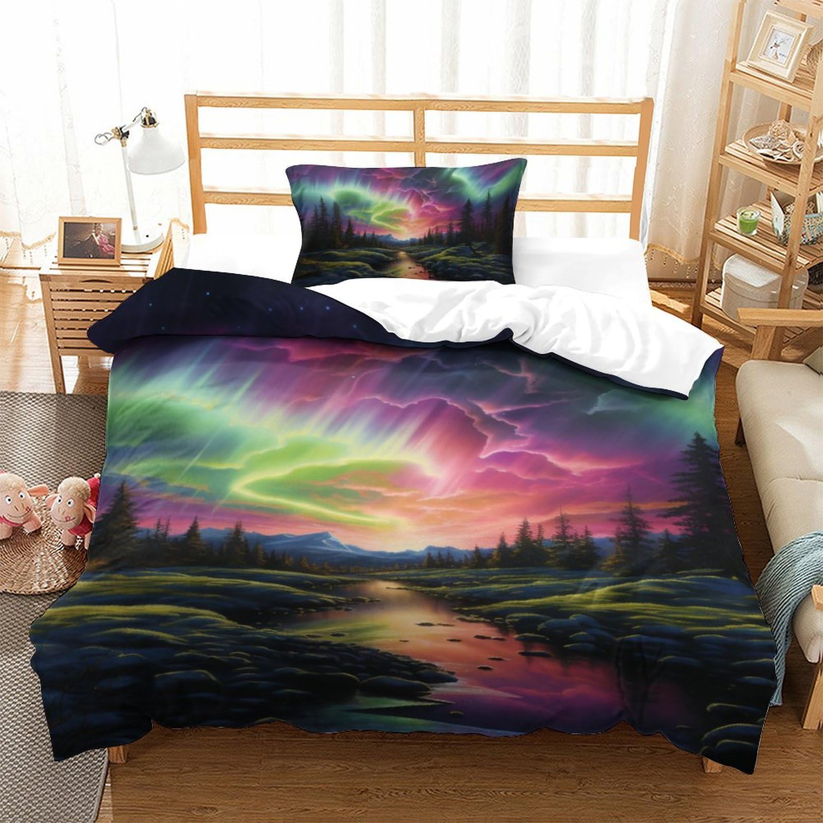 Housse de couette 3D aurores boréales pour transformer votre chambre