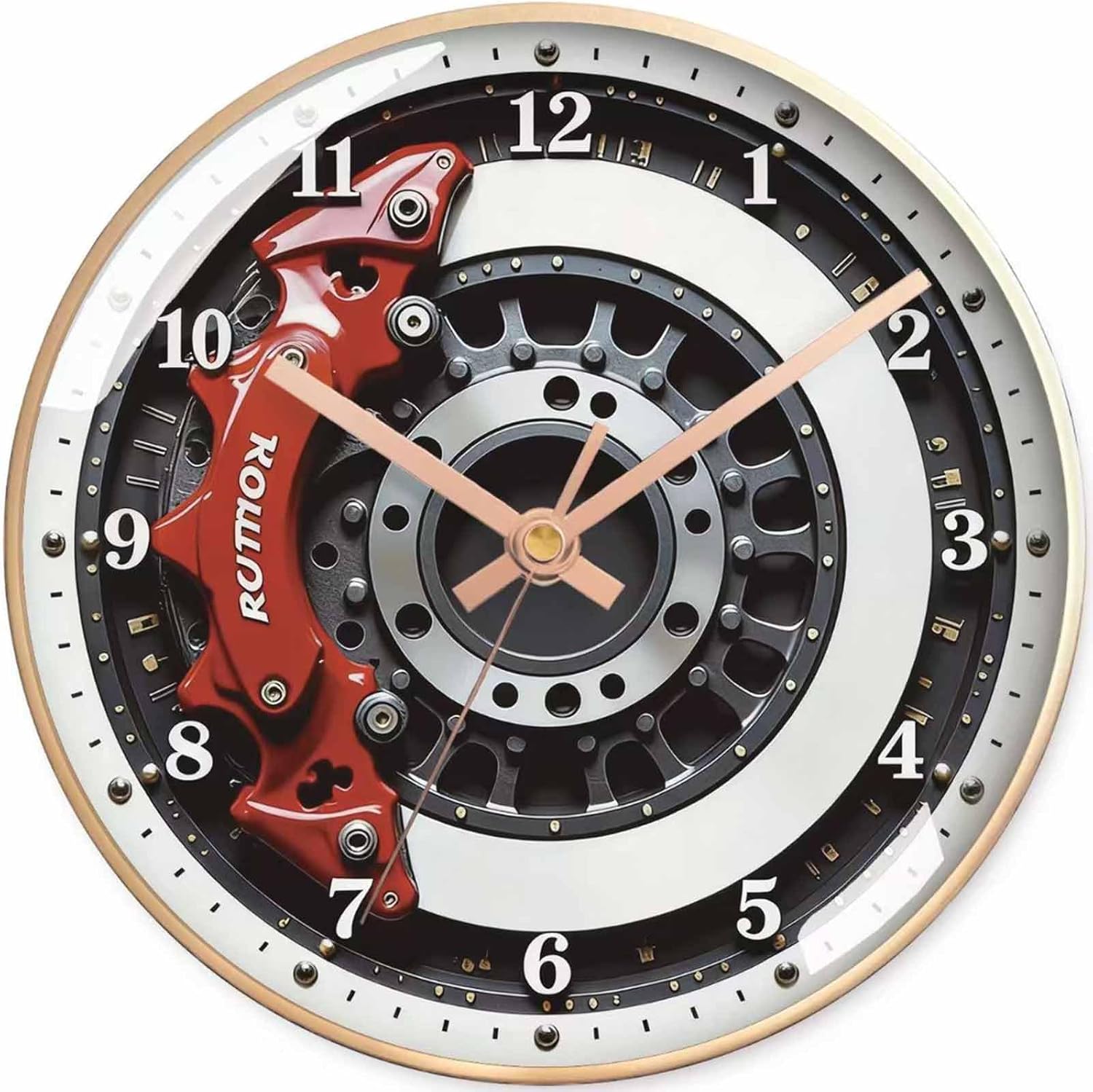 12-Inch Wall Clock, Car Wheel Design, Silent Battery Operated, Premium,High-Definition Glass Dial, Perfect for Home & Man Cave
