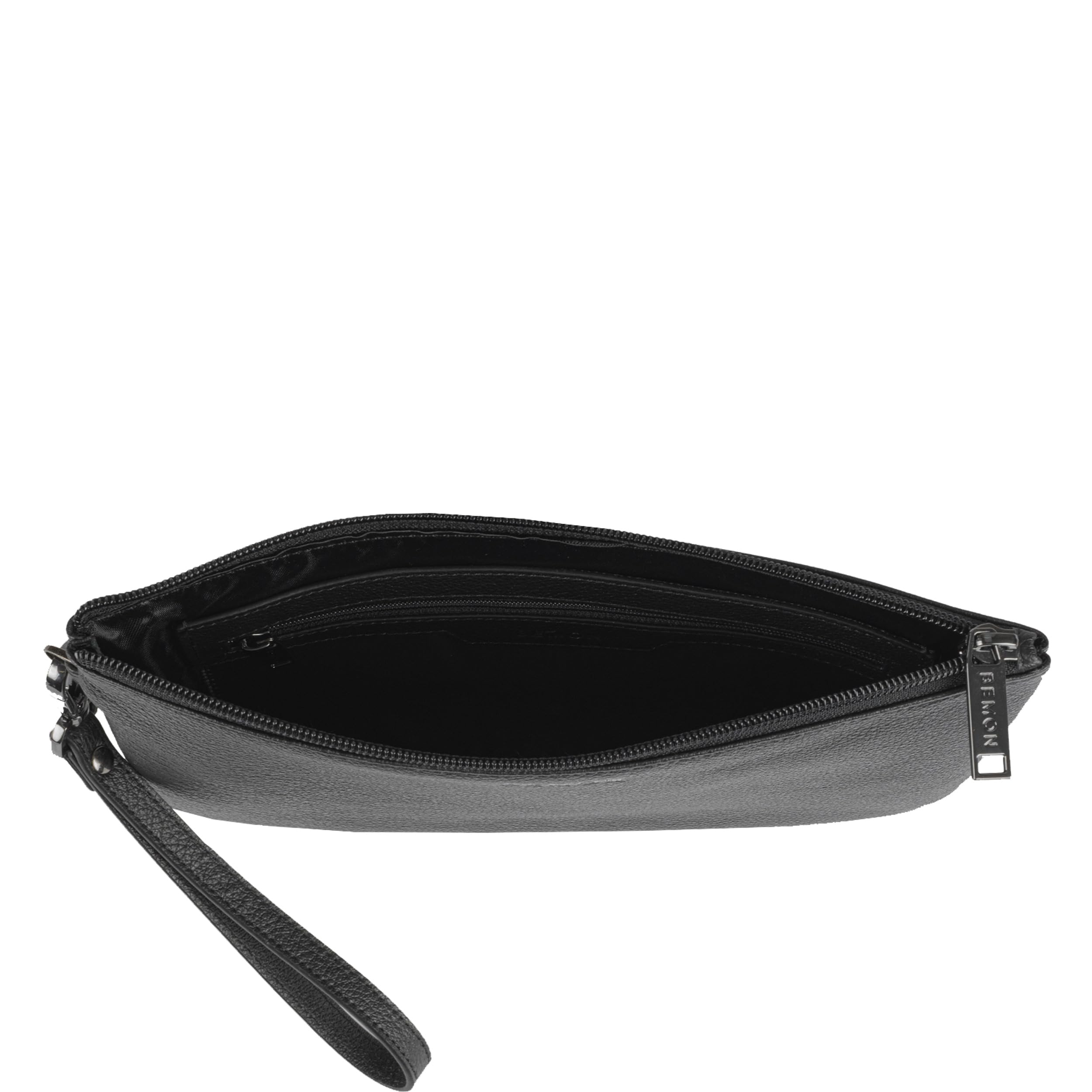BEMON Pochette en cuir grainé pour homme Enzo, porté main, 15 x 23 x 4 cm