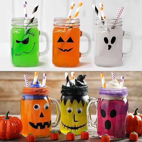 Miniatura 3 de Quera 200 popotes de papel de Halloween, pajitas decorativas para fiestas espeluznantes de Halloween, pajitas de papel biodegradables para fiesta de