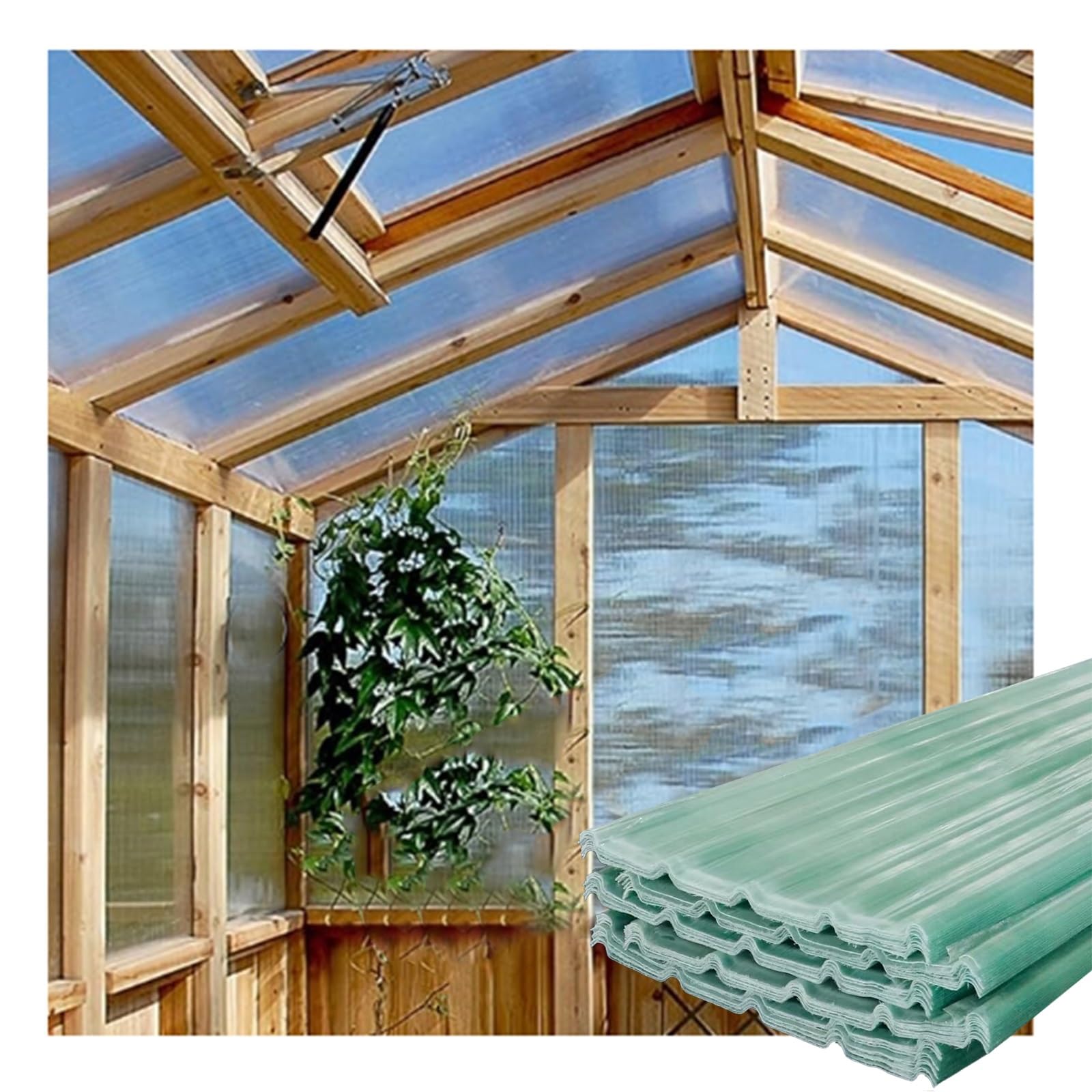 Láminas de Policarbonato Planchas Placas Transparente,Lámina de techo corrugada transparente,Toldos Exteriores,Plancha Resistente a UV para Invernaderos Jardines Garaje(12pcs,0.9*1.2M/35*47IN_1.5MM)