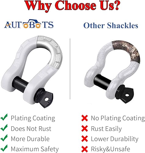 Miniatura 41 de AUTOBOTS D Ring Shackles Heavy Duty(2 Pack) 68,000 lbs Capacity, Tow Hooks Clevis Shackle with 7/8" Screw Pin for Towing Winch Off Road Accessory