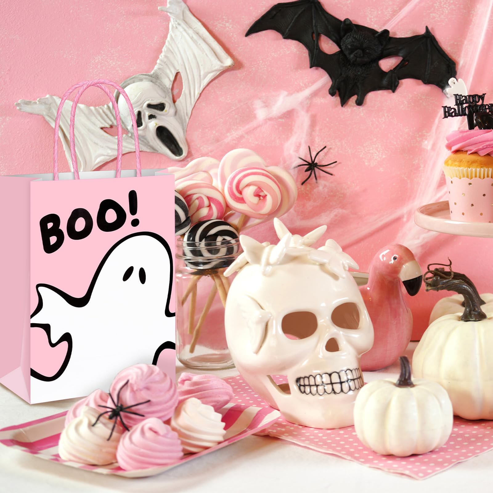 JarThenaAMCS 24Pcs Halloween Gift Bags - Little Boo Ghost Bat Print