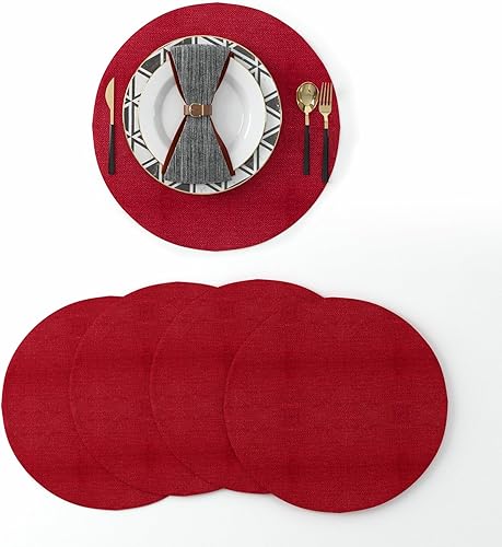 Miniatura 108 de Juego de 4 manteles individuales de lino suave hechos a mano resistentes al calor, manteles individuales para mesa de comedor, manteles individuales