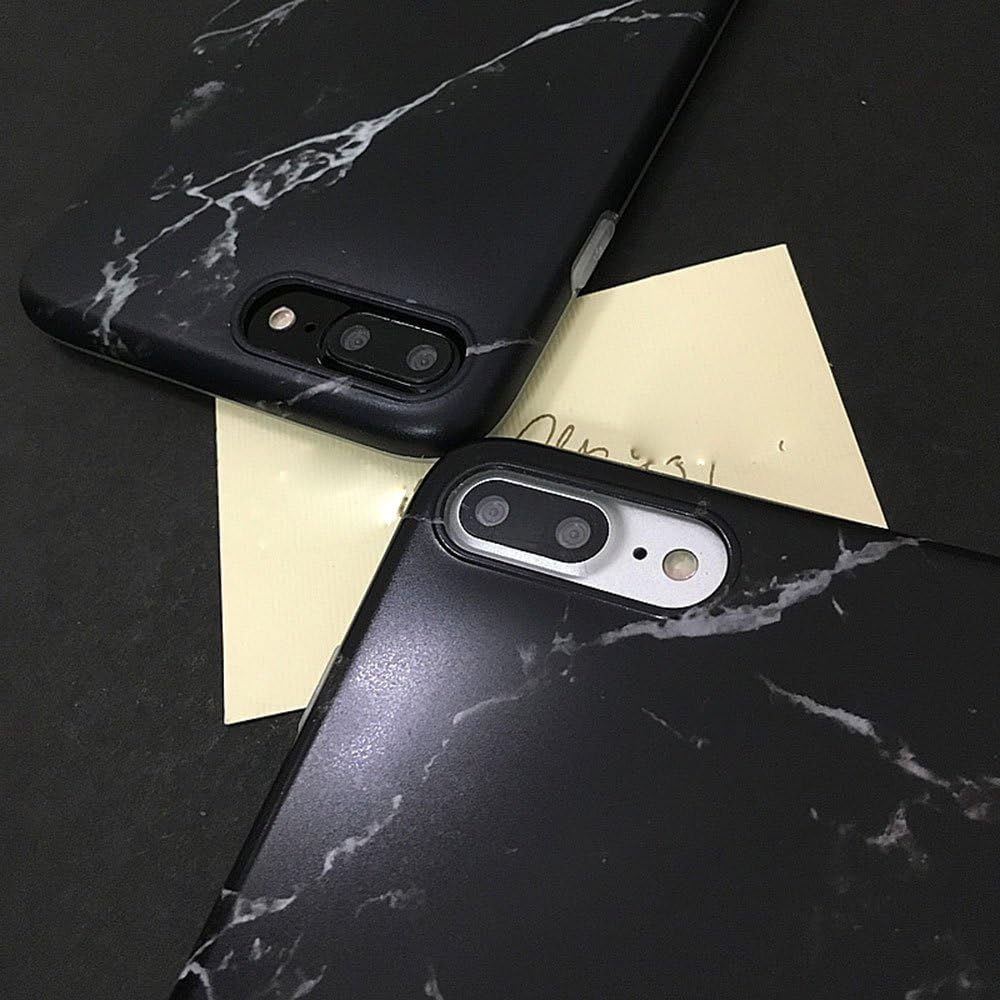 J.west iPhone 8 Plus Case, iPhone 7 Plus Case, Pattern Printed Bumper Slim TPU Soft Rubber Silicone Cover Anti-Scratch Thin Back Protective Phone Case Cover for iPhone 7 Plus/8 Plus (Black Marble)