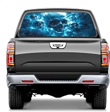 Pickup Truck Window Decal Vinyl Graphic Film See Through Sticker Privacy Wrap PET Cover for Back Glass Decals Windshield Cling Display Adhesive Fit for SUV Van Car Exterior Style Electric Skulls