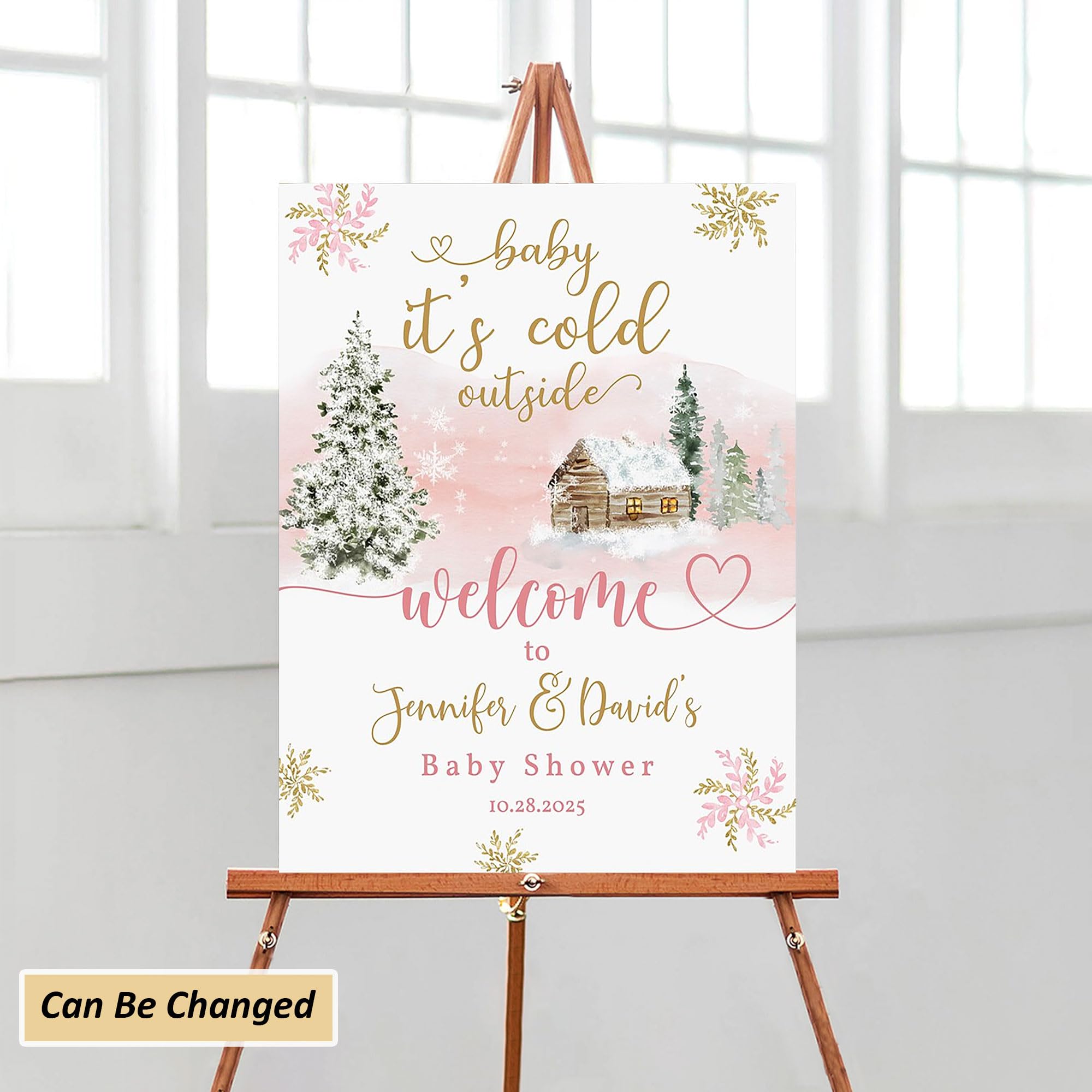 Winter Wonderland Baby Shower Welcome Sign Baby It'S Cold Outside Holiday Baby Welcome Poster Boho Girl Snowflake