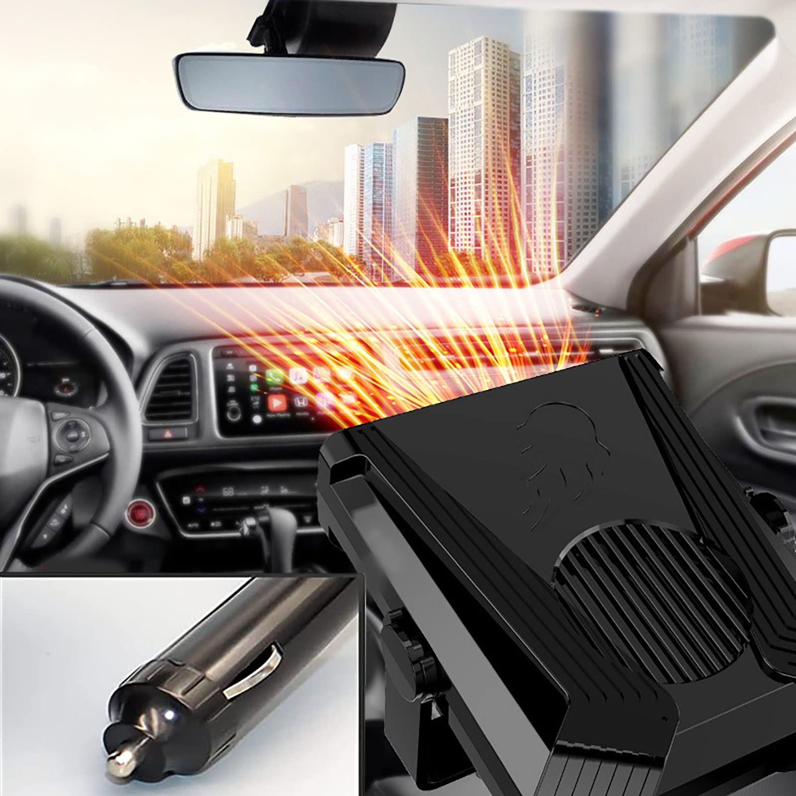 Riscaldatore Auto Portatile 12V HAMON - 2 In 1 Termoventilatore Con Accendisigari, Per Riscaldamento E Sbrinamento