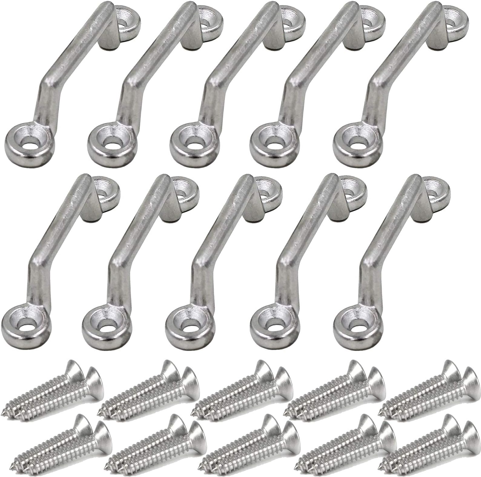 10 Pack Stainless Steel 316 Bimini Pad Eye Bimini Footman's Loop Heavy Duty for Jeep Corvette,Buggy,Kayak Tie Downs with Hardware - No Rust