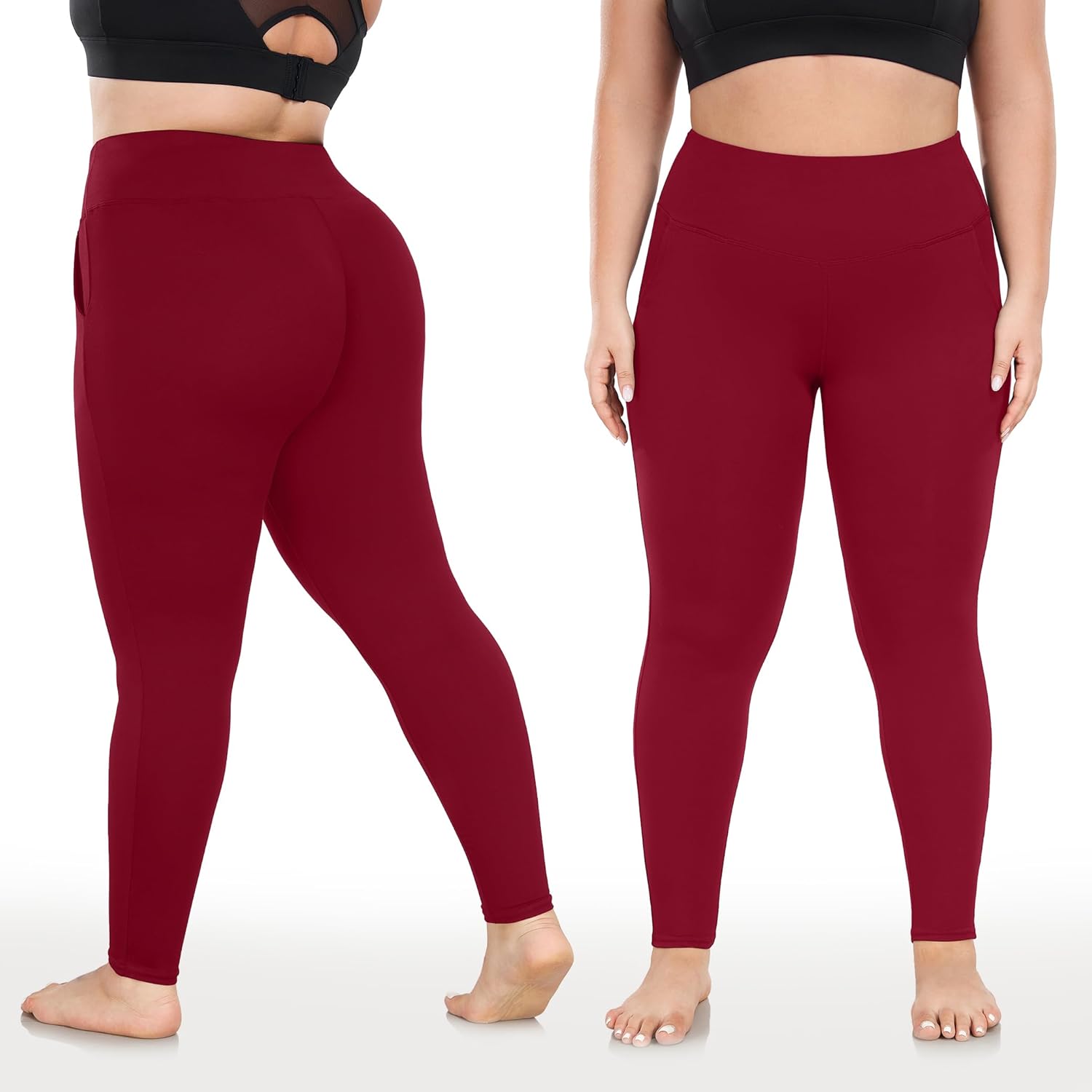 COOTRY Plus Size Leggings for Women with Pockets High Waist Buttery Soft Workout Yoga Pants - Image 2