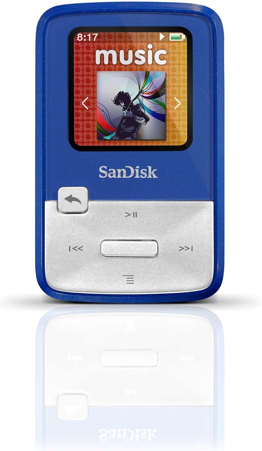 SanDisk Sansa Clip Zip 4GB MP3 Player, Blue With Full-Color Display, MicroSDHC Card Slot and Stopwatch- SDMX22-004G-A57B (Discontinued by Manufacturer)