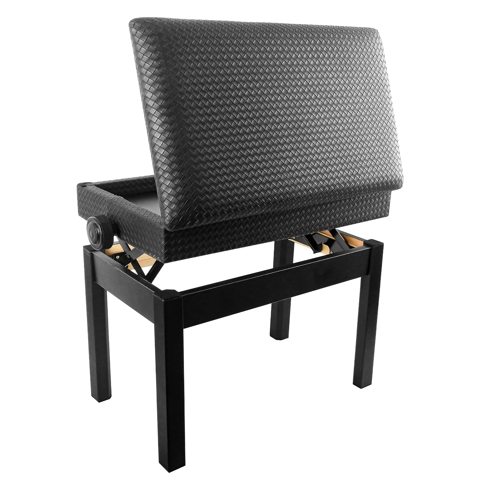 Photo 1 of Korrie Home Adjustable Piano Bench with Storage, Waterproof Synthetic Leather Padded Seat, with 2.4 inch Thicken Soft Cushion, Wooden Piano Stand for Keyboards Piano Guitar, 22"x13.4"x21.6" Black
