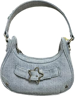 Y2K Denim Bag Y2K Small Shoulder Bag Preppy Star Trendy Purse Grunge Aesthetic Bag Emo Alt Accessories (Blue), Blue